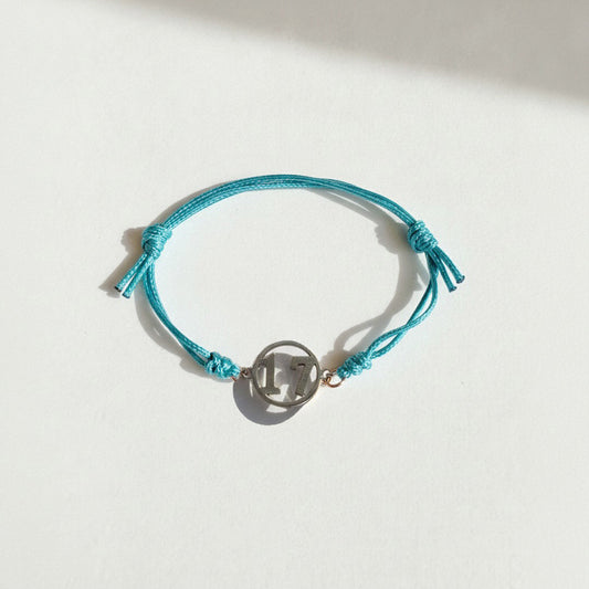 NF Northeast Adjustable Bracelet – “17” (Teal Cord)