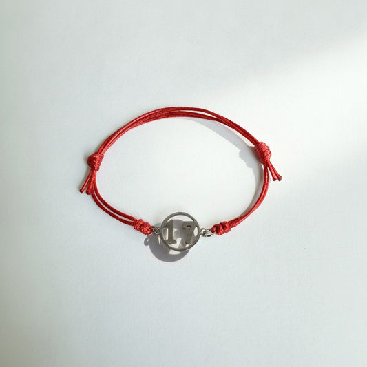 NF Northeast Adjustable Bracelet – “17” (Red Cord)