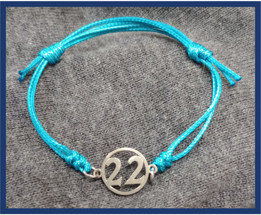 NF Northeast Adjustable Bracelet – “22” (Teal Cord)
