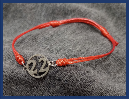 NF Northeast Adjustable Bracelet – “22” (Red Cord)